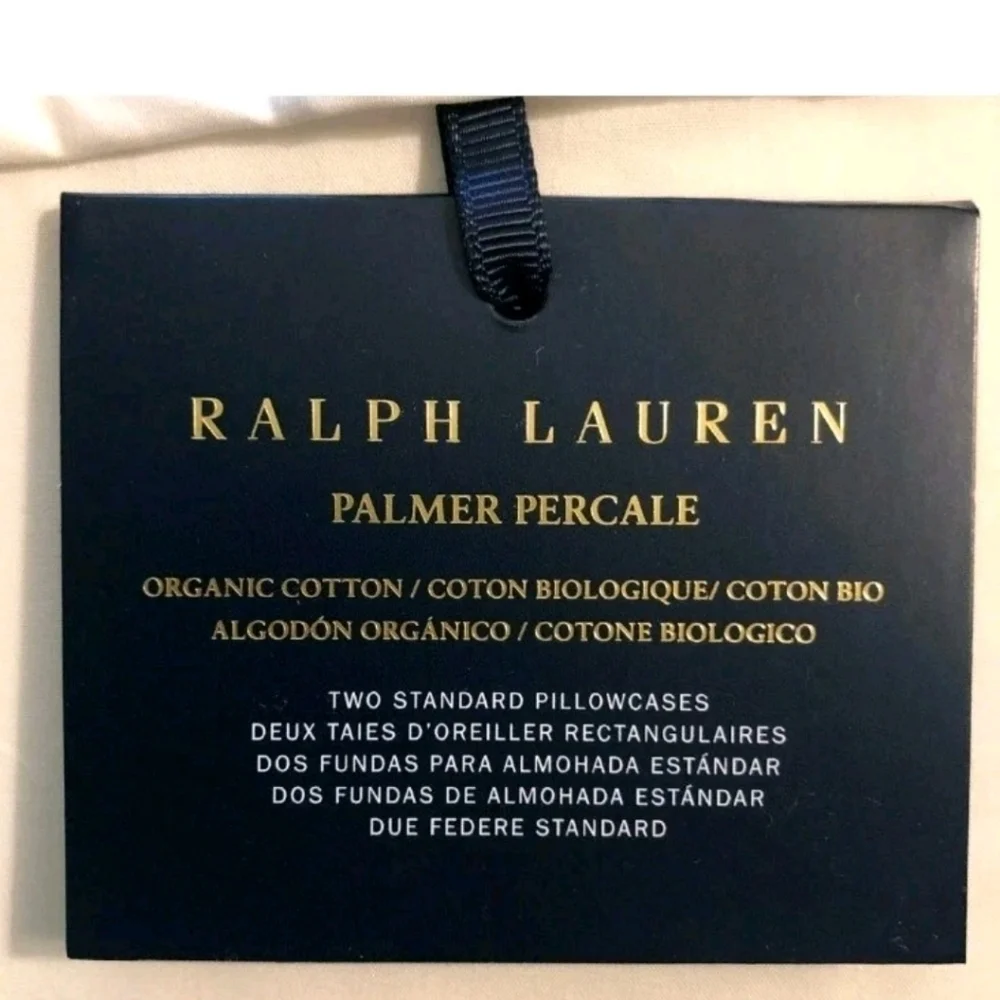 Ralph Lauren Palmer Organic Cotton Percale 2 Standard Pillowcases Sand Dune New
